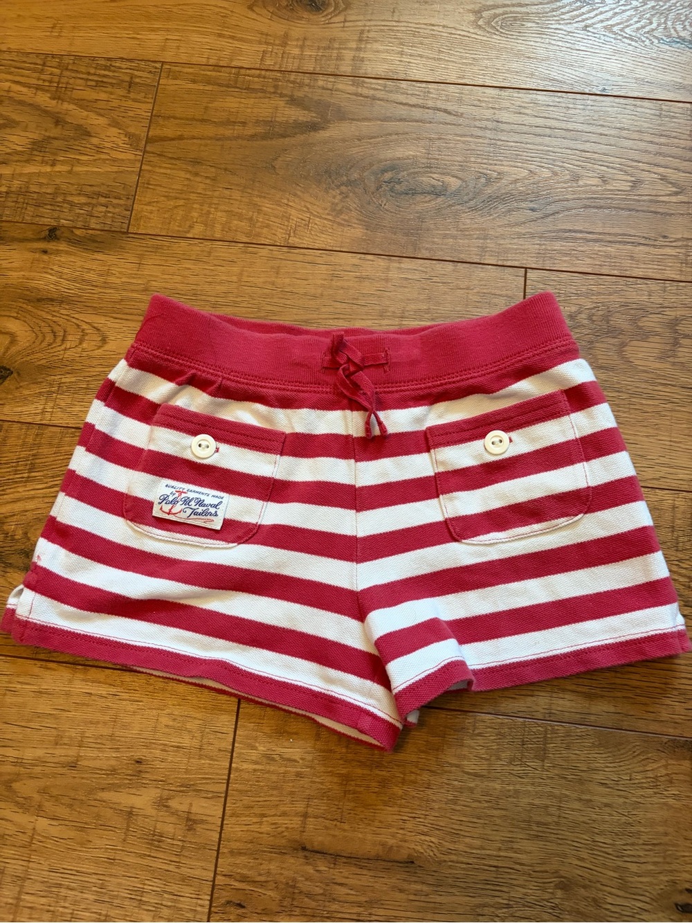 Polo by Ralph Lauren Red and White Striped Knit Shorts